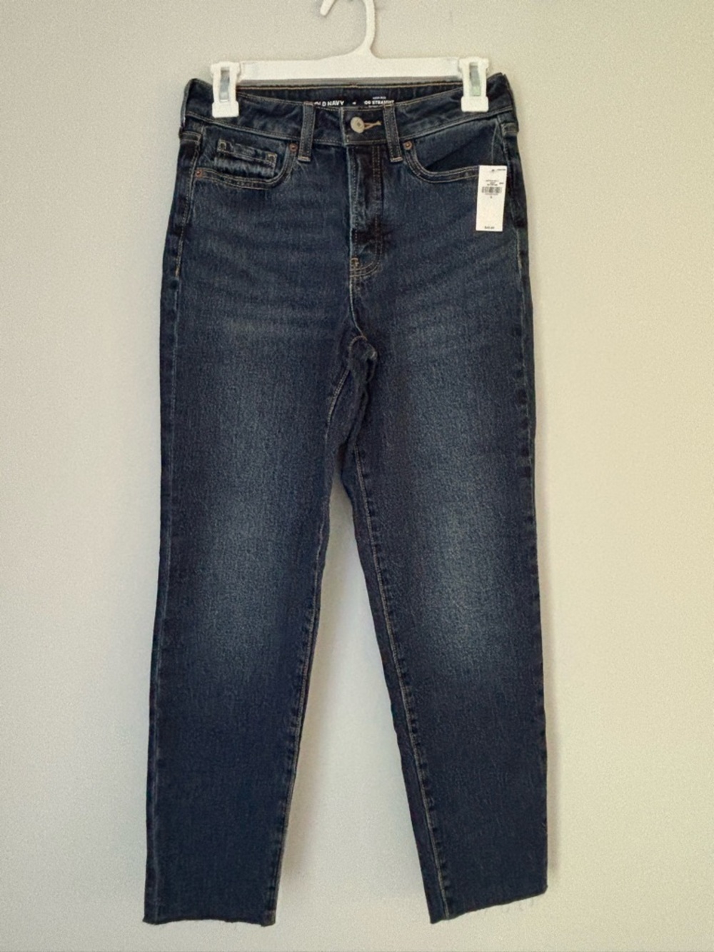 Old Navy Dark Wash Raw Hem OG Ankle Straight Jean Size 0 NWT - Picture 9 of 14